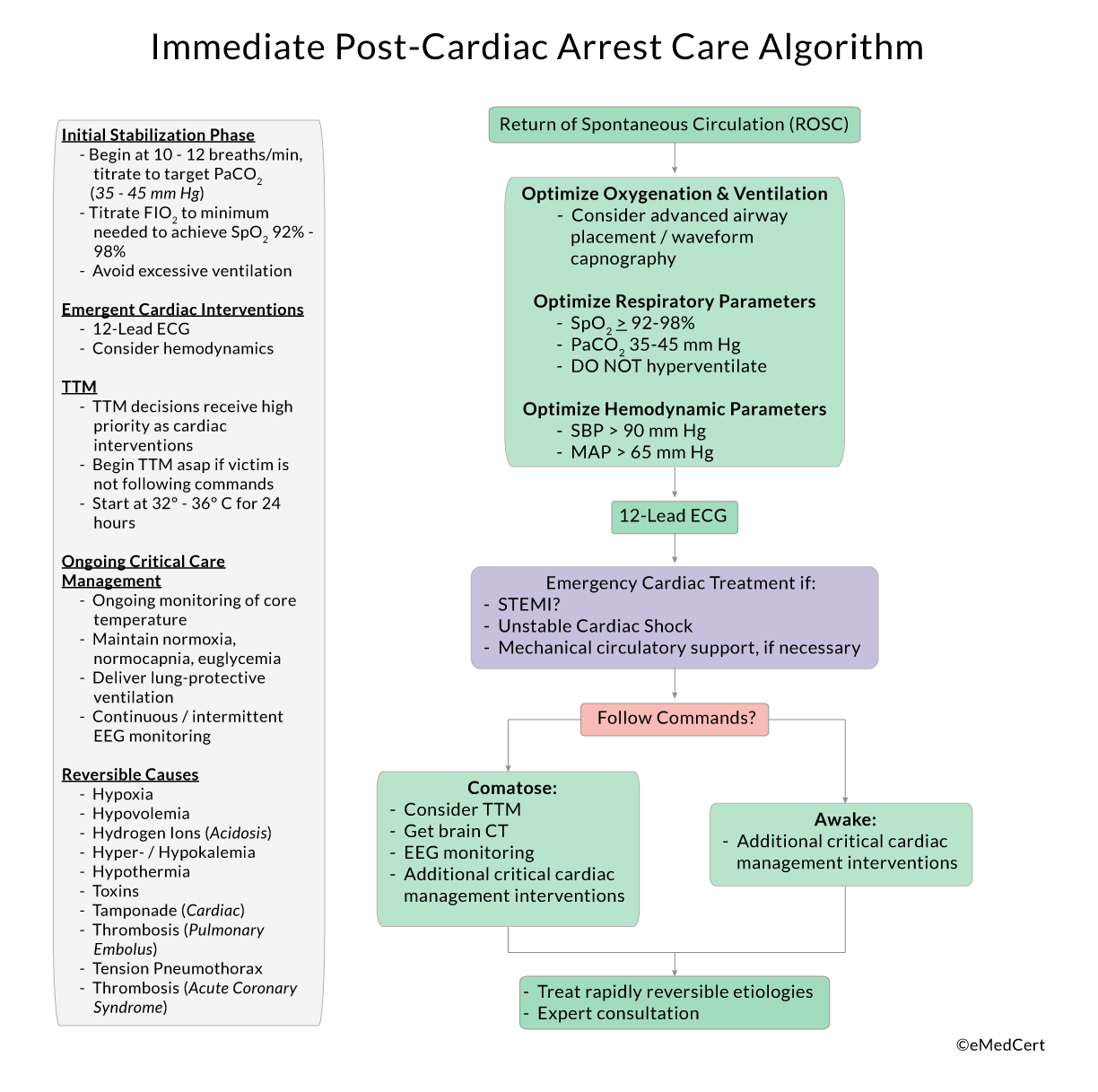 ACLS Algorithms Review: Immediate Post-Cardiac Arrest Care Algorithm