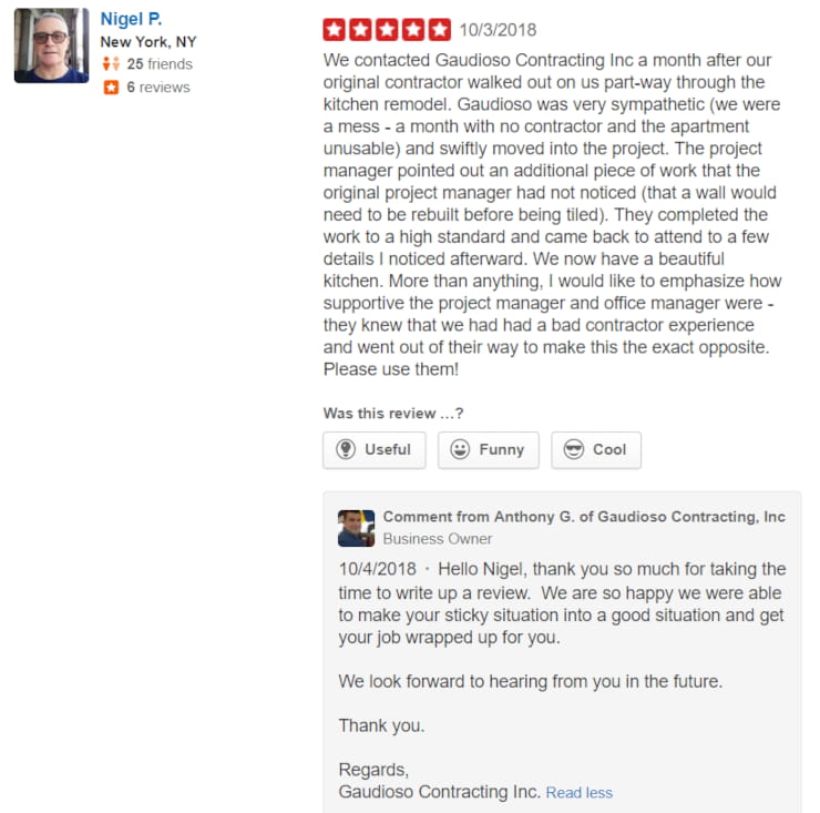 positive reviews on Yelp