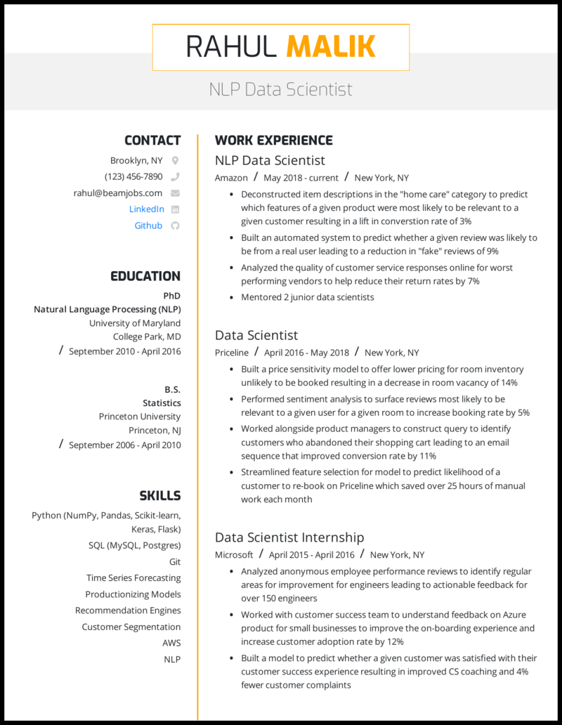 5 Data Scientist Resume Examples For 21