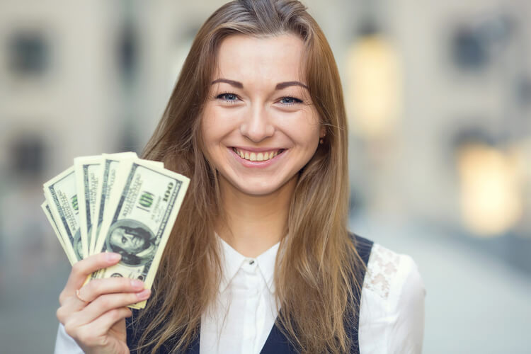 woman with cash