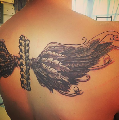 wings tattoo on back for men