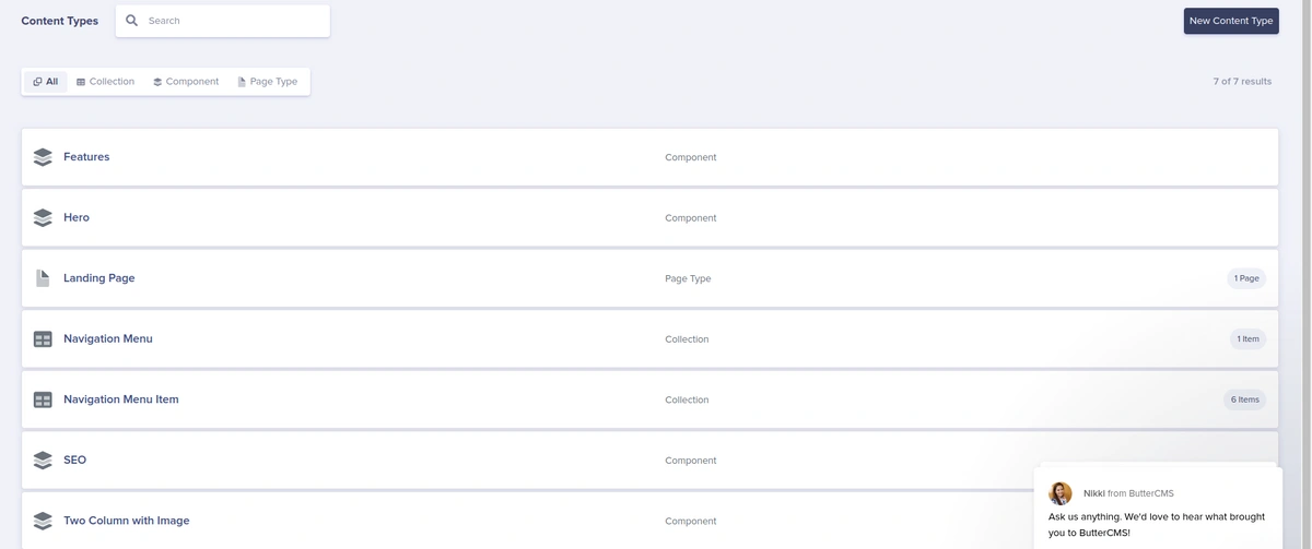 Content Types in ButterCMS