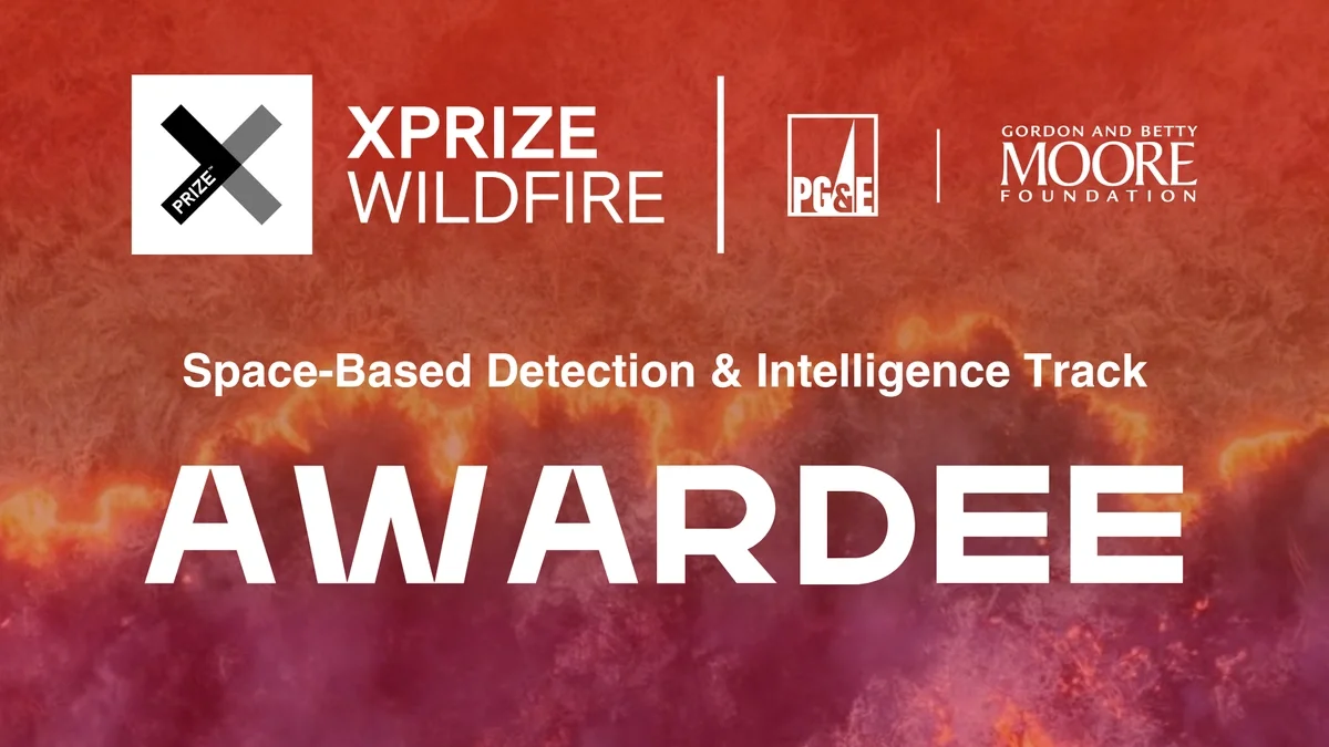 XPRIZE Wildfire Space-Based Detection & Intelligence Track Awardee graphic recognizing MyRadar