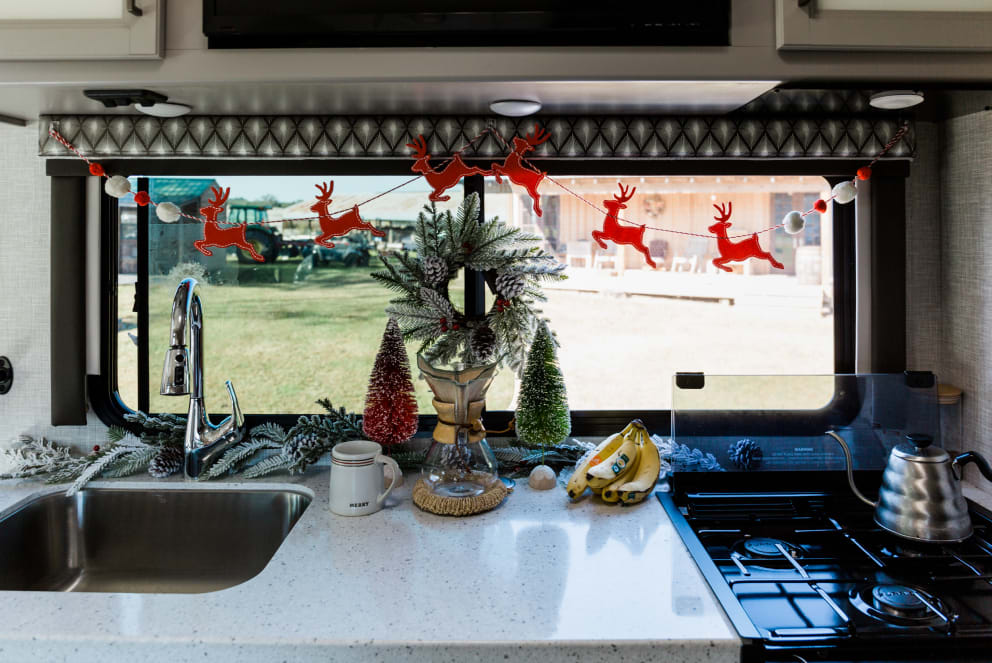 rv with christmas decor