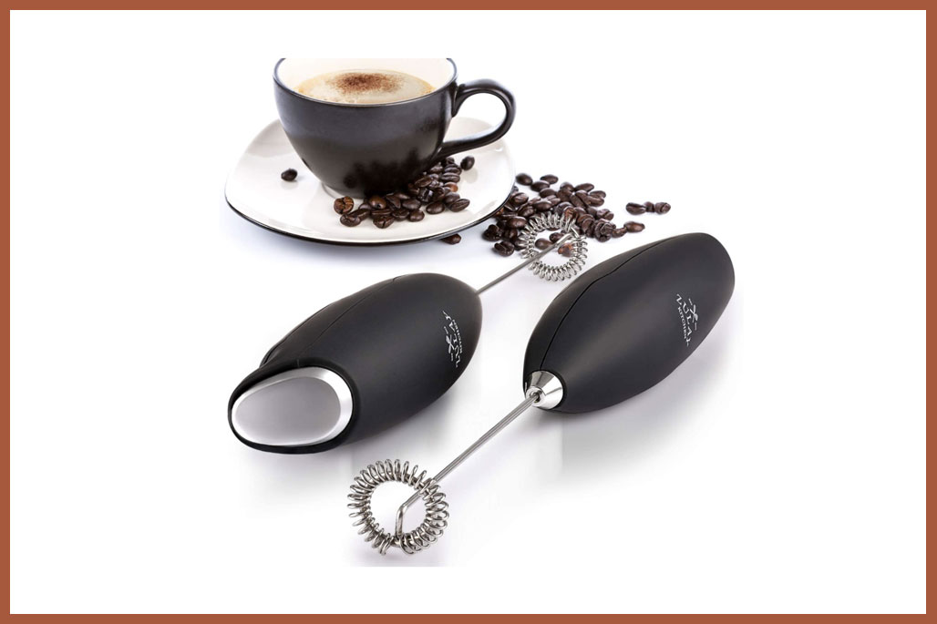 PowerLix Handheld Milk Frother Complete Set with Stainless Steel Stand,  Battery Operated Electric Whisk Foam Maker for Coffee, Latte, Cappuccino,  Hot Chocolate and Frothy Delights 