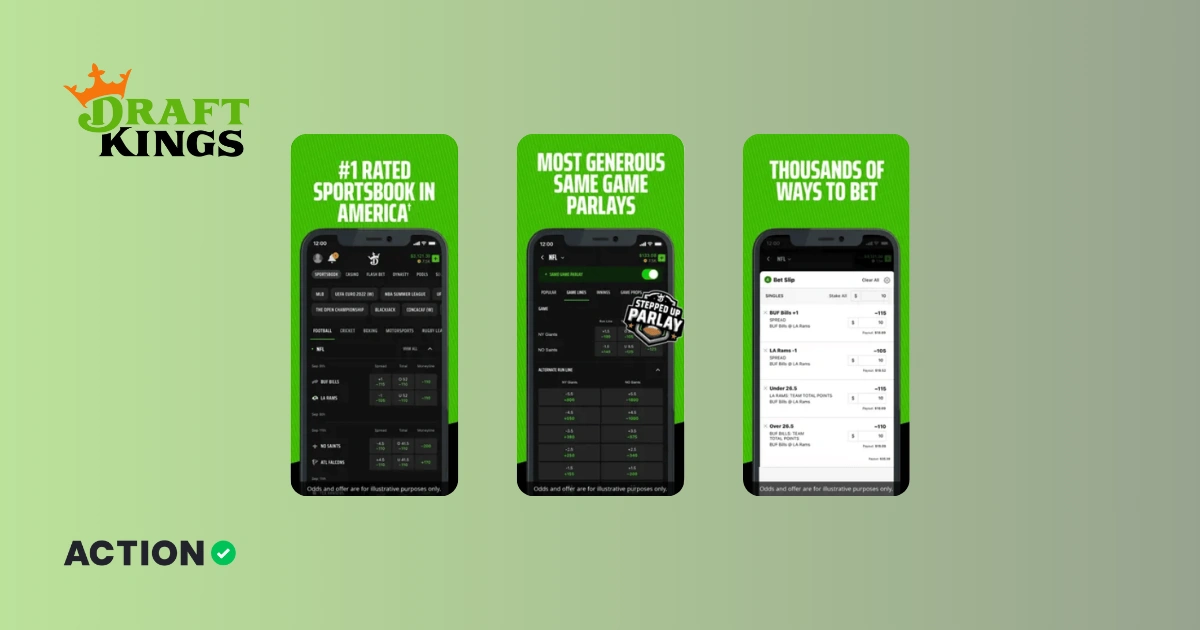 DraftKings sports app screenshots