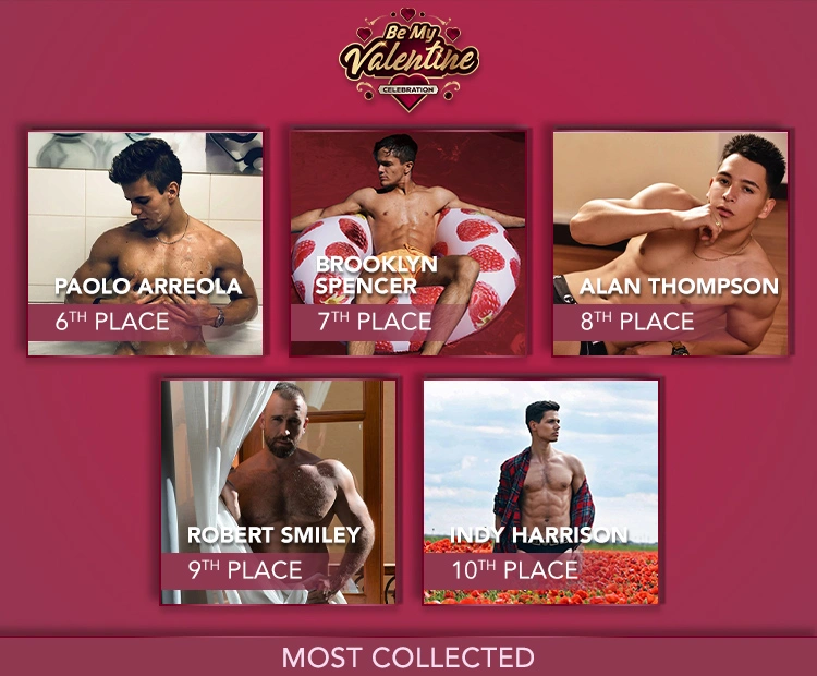 Flirt4Free live sex cams Valentine's Day contest winners 6th place through 10th place winners.