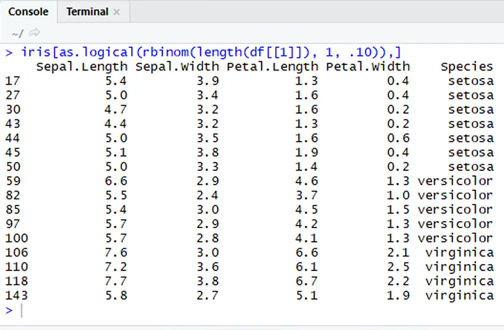 Randomly Sampling Rows in R