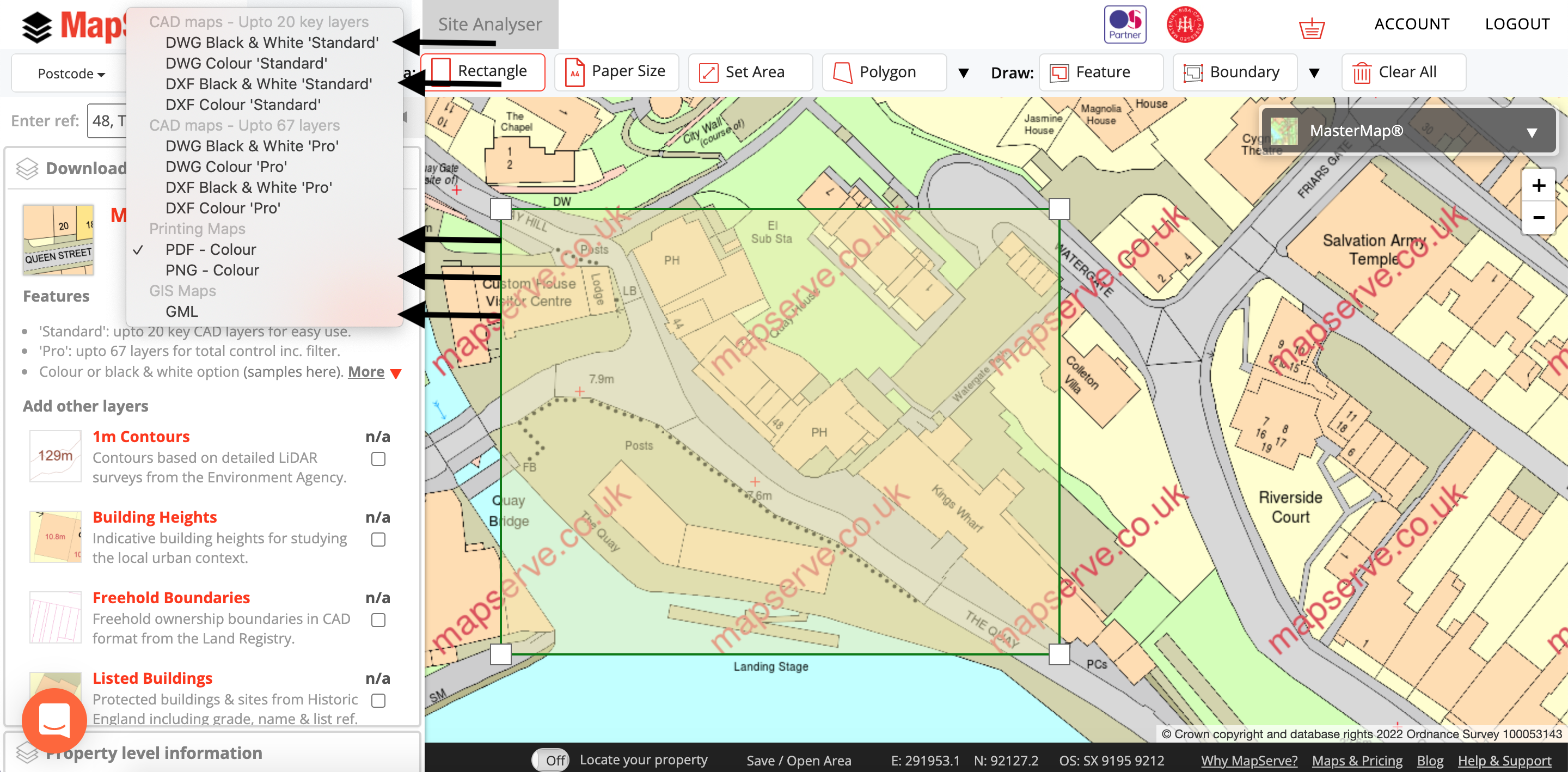 MapServe Select Format Tool