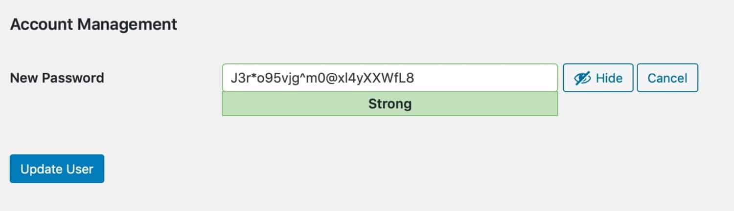 WordPress Account Management New Password