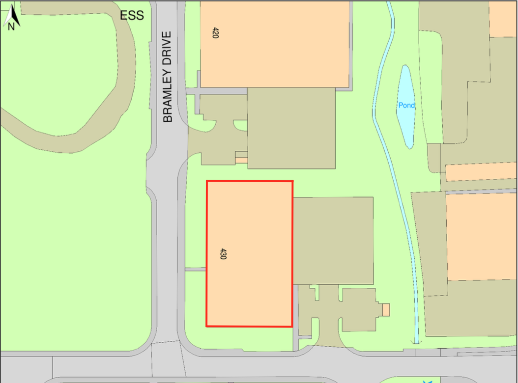 Sample of a site plan with the proposed building outlined in red