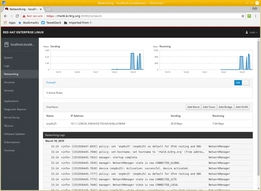 Monitoring network traffic on RHEL 8