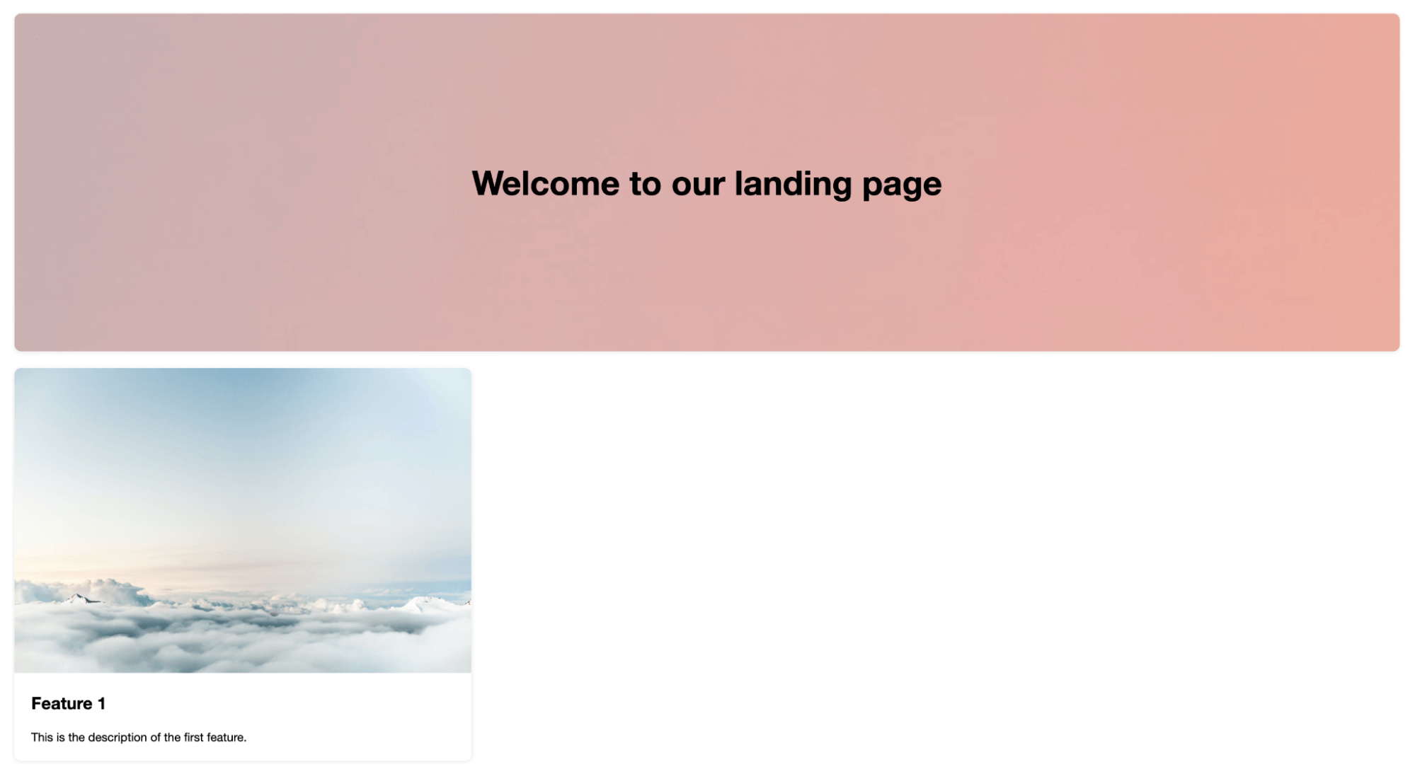 Rendered landing page