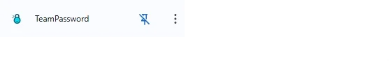 The browser extension menu highlighting the pin icon next to the TeamPassword logo for toolbar access.