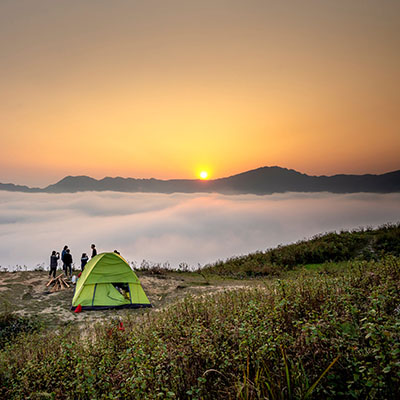 Group of friends camping.