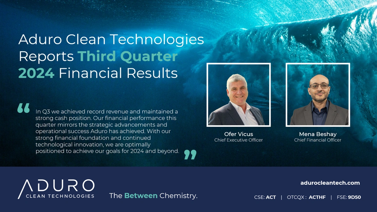 Aduro Clean Technologies Reports Third Quarter 2024 Financial Results ...