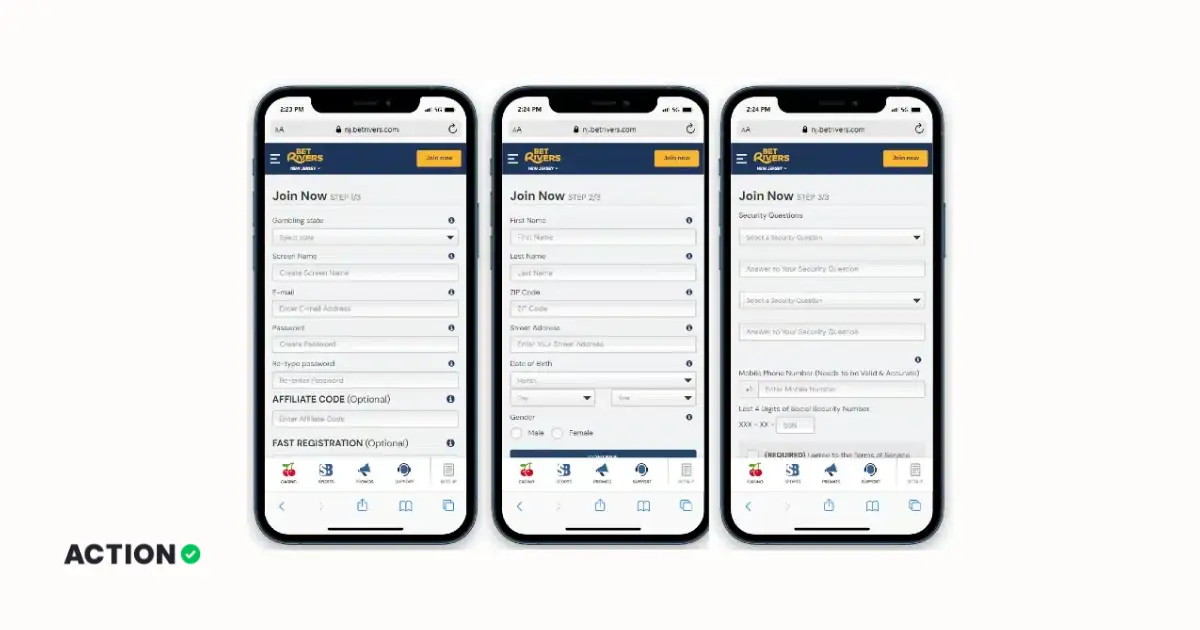Sign-up step-by-step for BetRivers MO