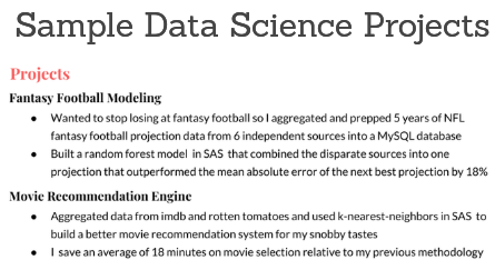 Data Science Projects for Resume