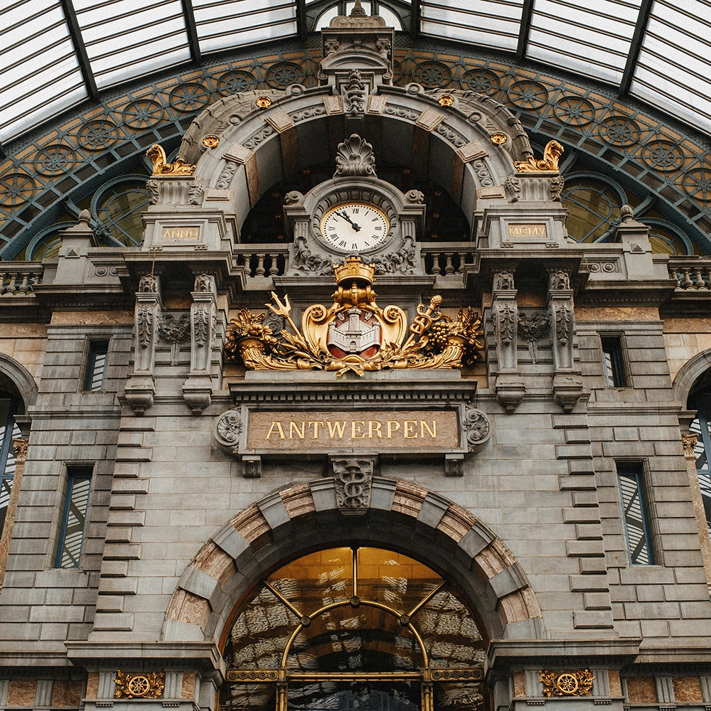 Clock in Antwerp, Belgium.webp