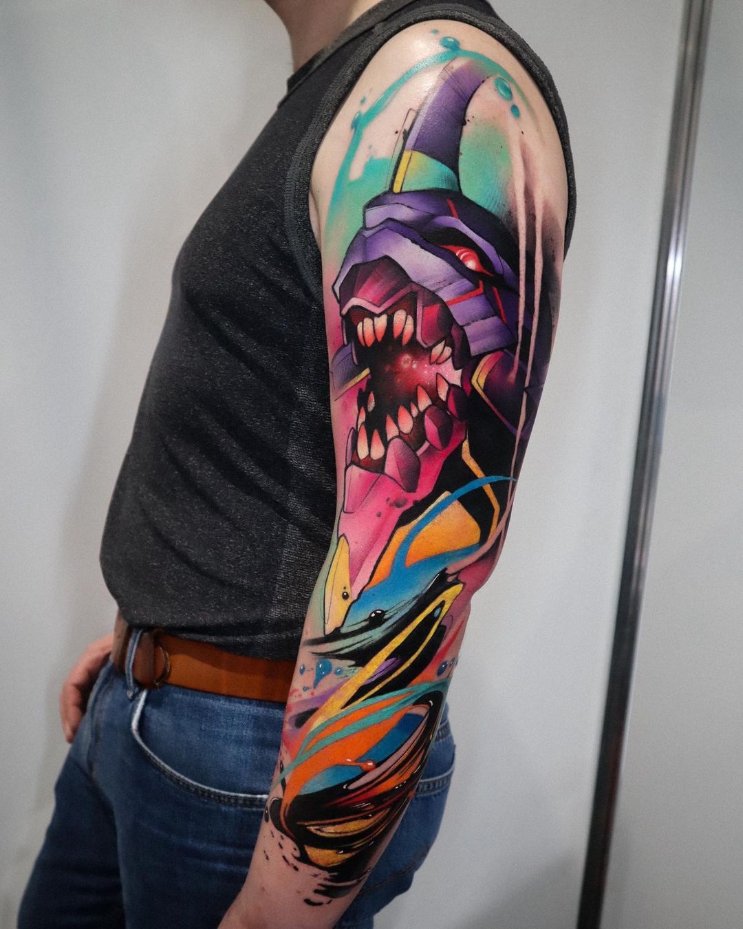 neon genesis evangelion tattoo by marco pepe and claudia denti