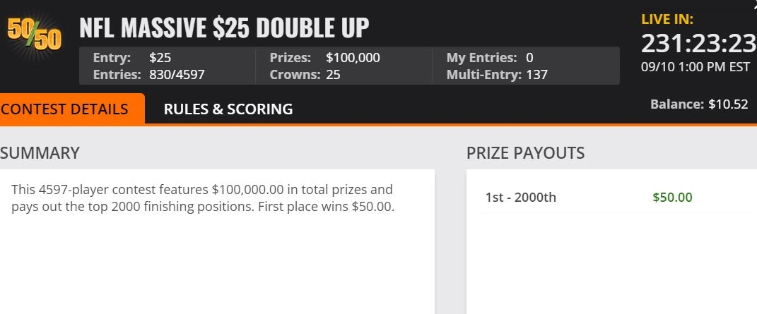 How To Win 50 / 50 DraftKings Leagues – Double Up's