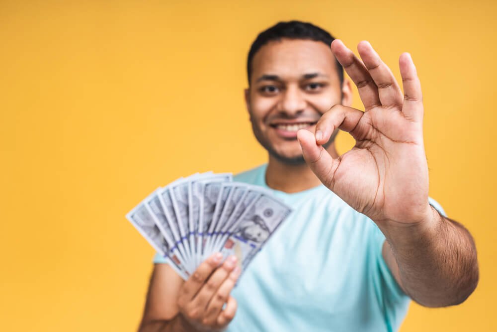 man happy with title cash