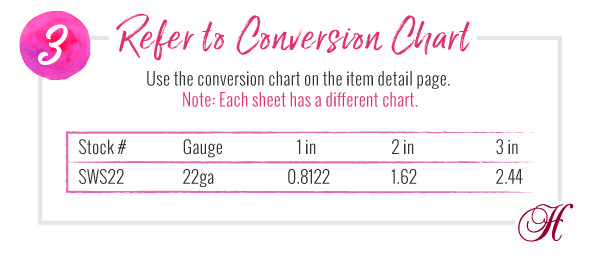 Step 3: Refer to the conversion chart for each item