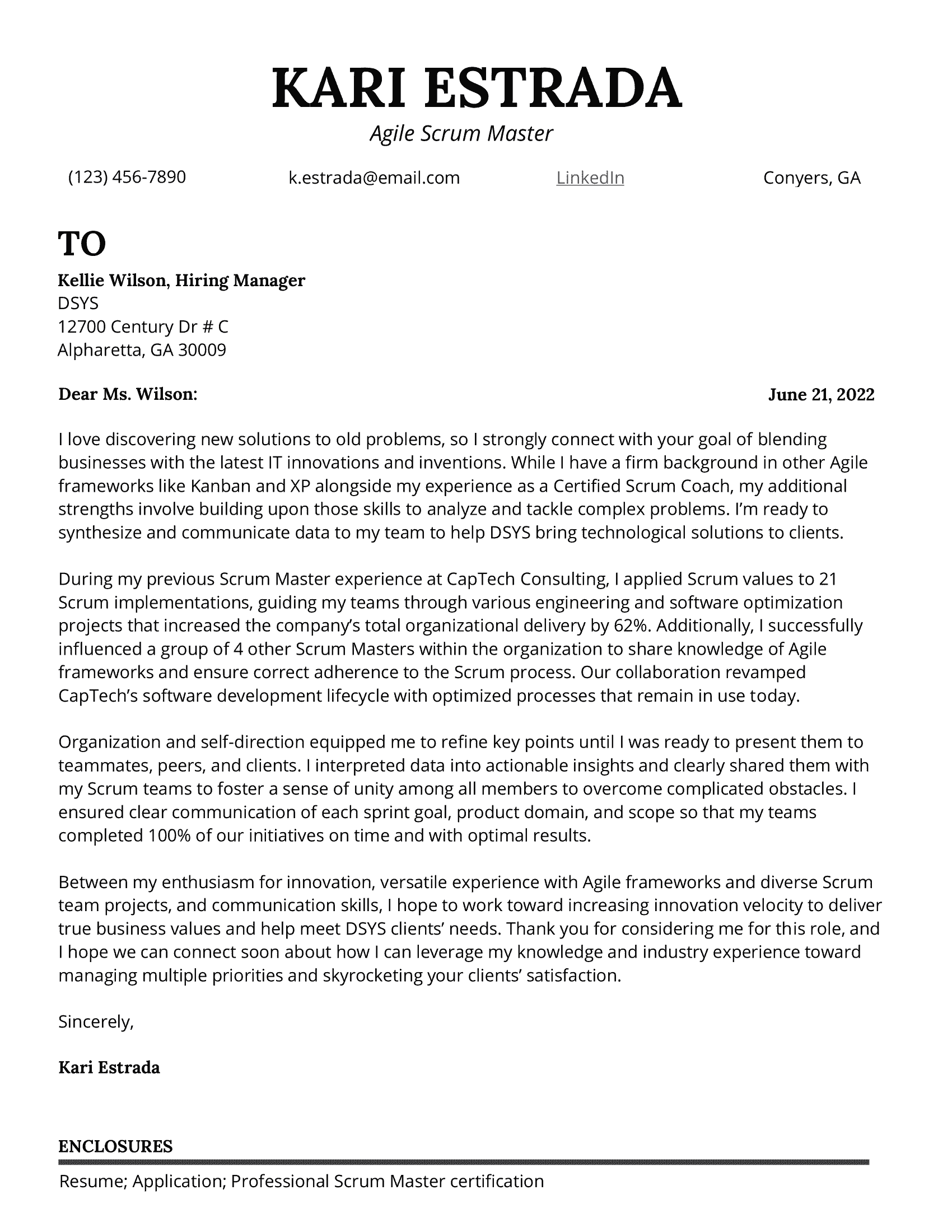 scrum master cover letter reddit