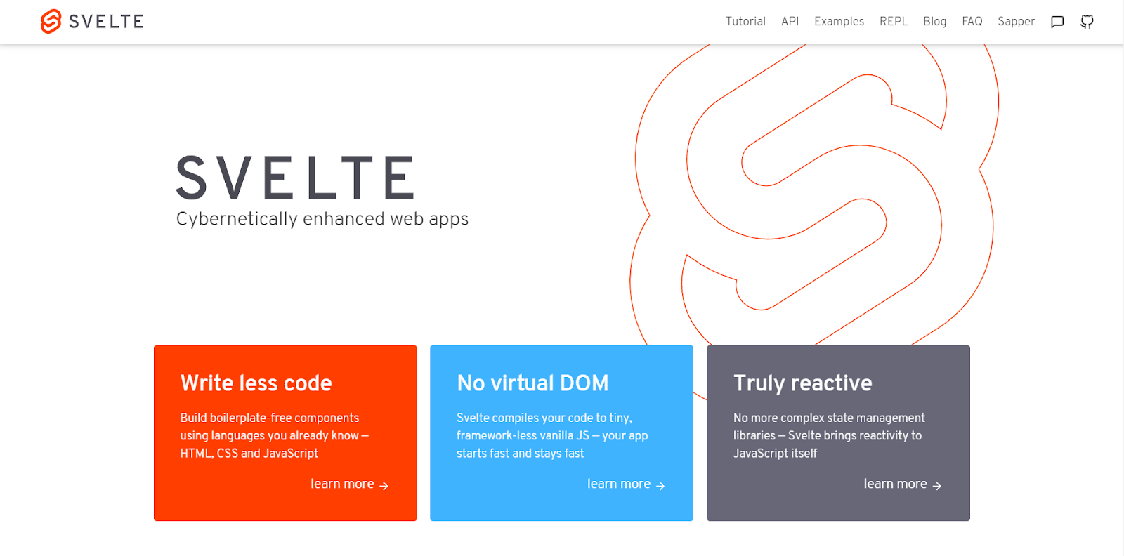 svelte homepage screenshot