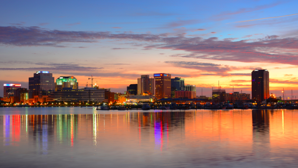 Night light City View from water