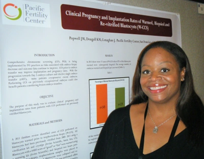 Jean M. Popwell, senior embryologist at the Pacific Fertility center, presents at PCRS