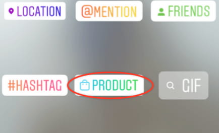 product sticker in Instagram Story
