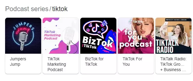 Google results for TikTok podcasts