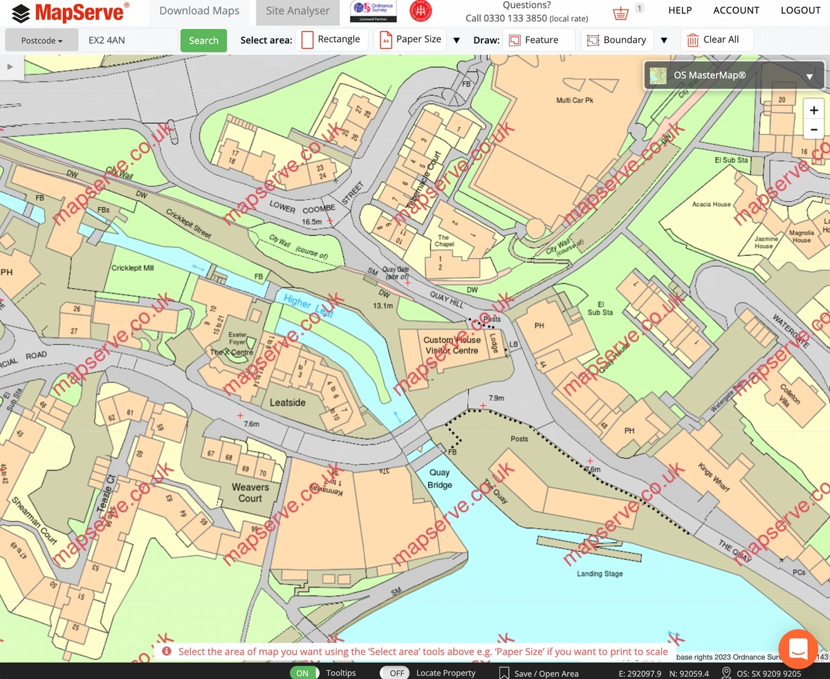 OS MasterMap® preview on MapServe®