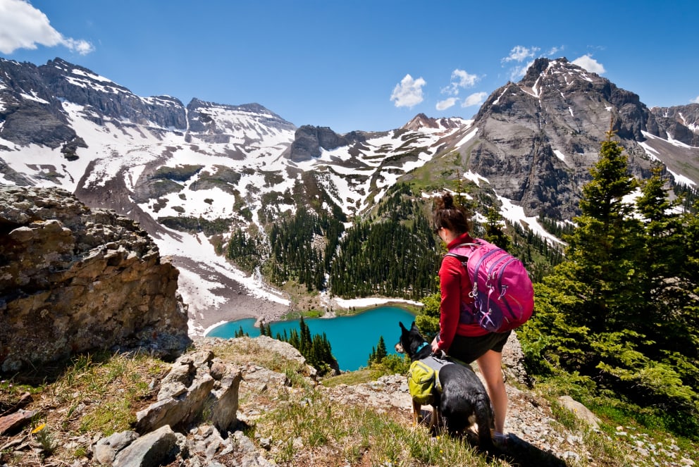 woman and dog hiking southern colorado