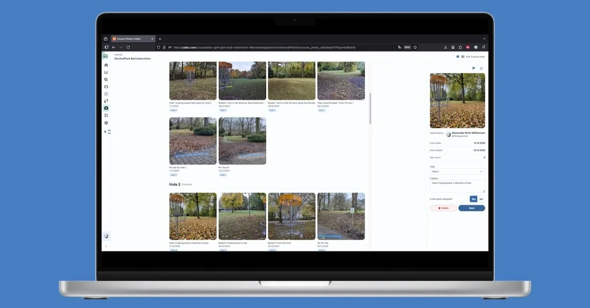 A screenshot in a Mac frame on a solid blue background