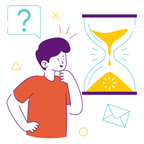 person looking at an hourglass, signifying the elimination period