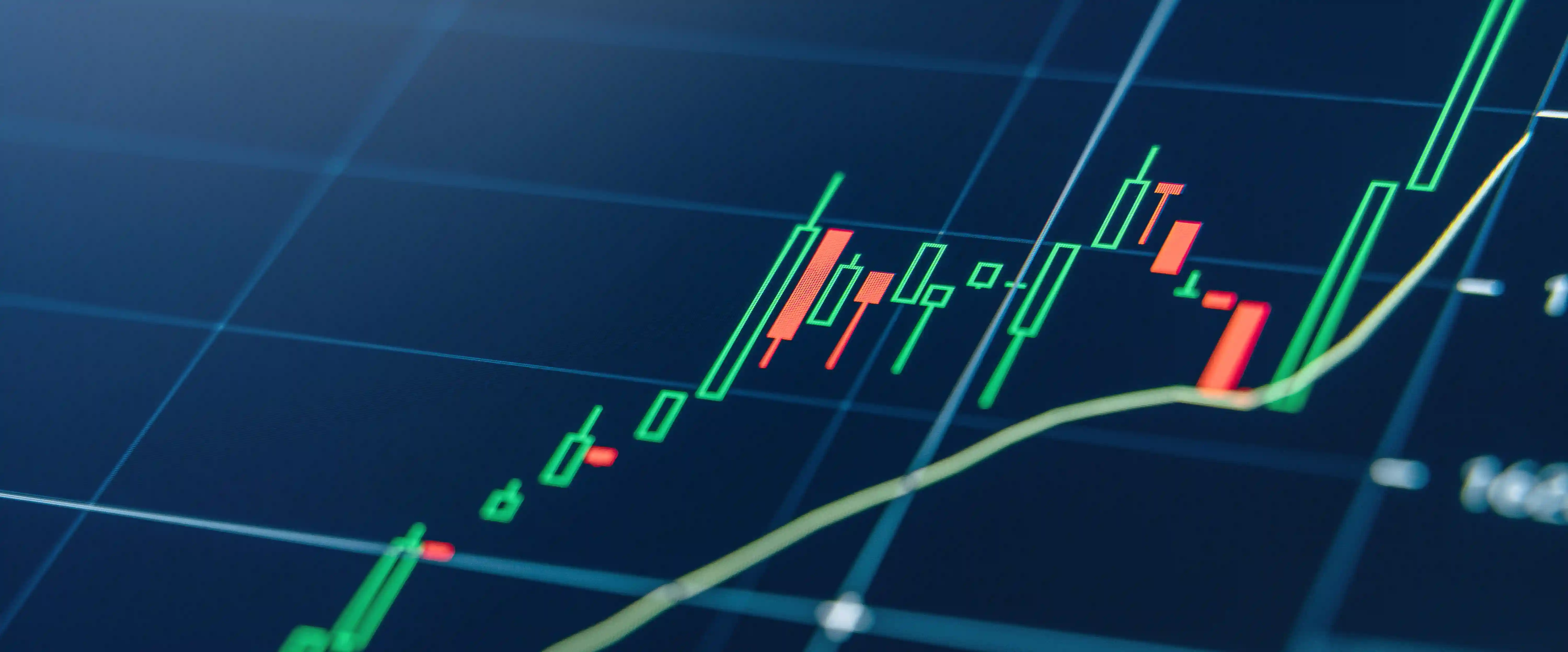 Financial candlestick trading chart representing performance tracking and talent verification in finance hiring