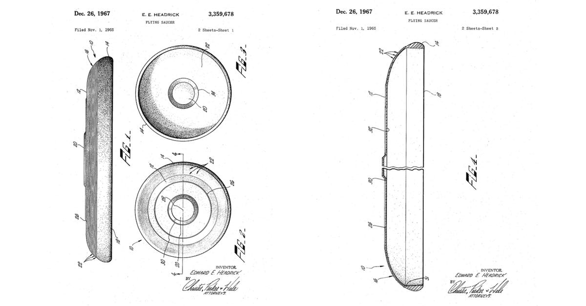 Technical sketches of a flying disc 