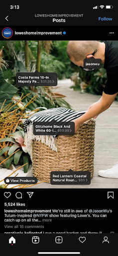 shoppable Instagram post details