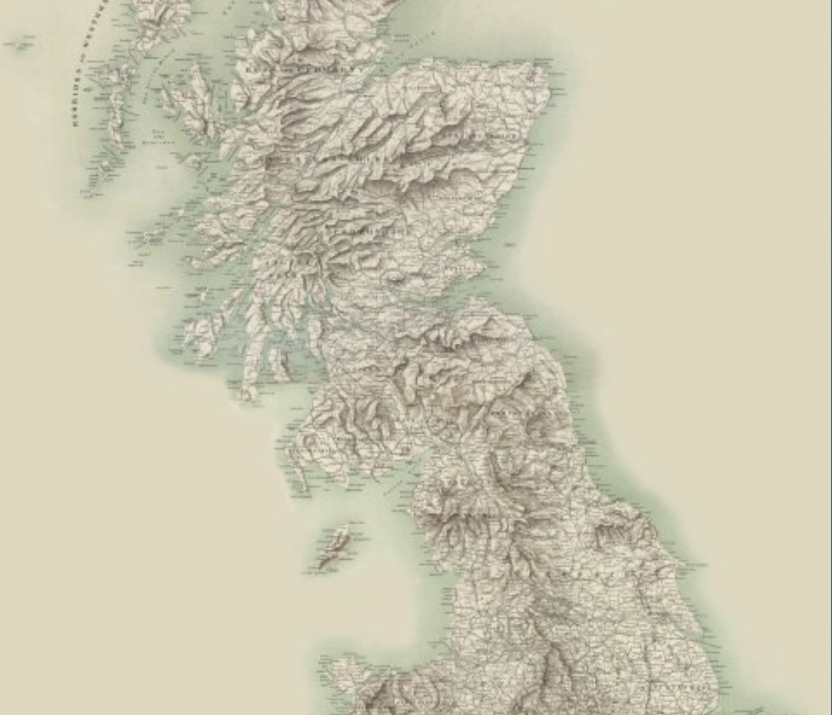 Great Britain map 1.016 Inches to 16 miles / 1:1 million