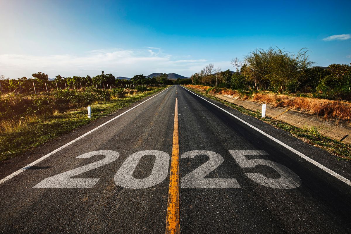 Roadway with 2025 written on it
