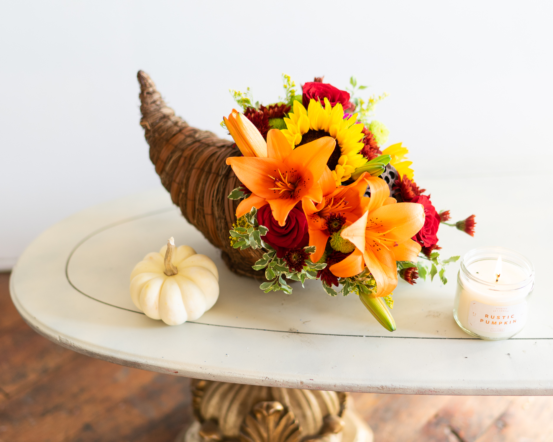 Cornucopia with Flowers Inside