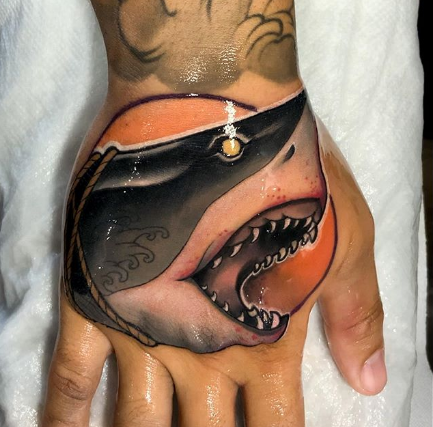 tribal shark tattoo sleeve