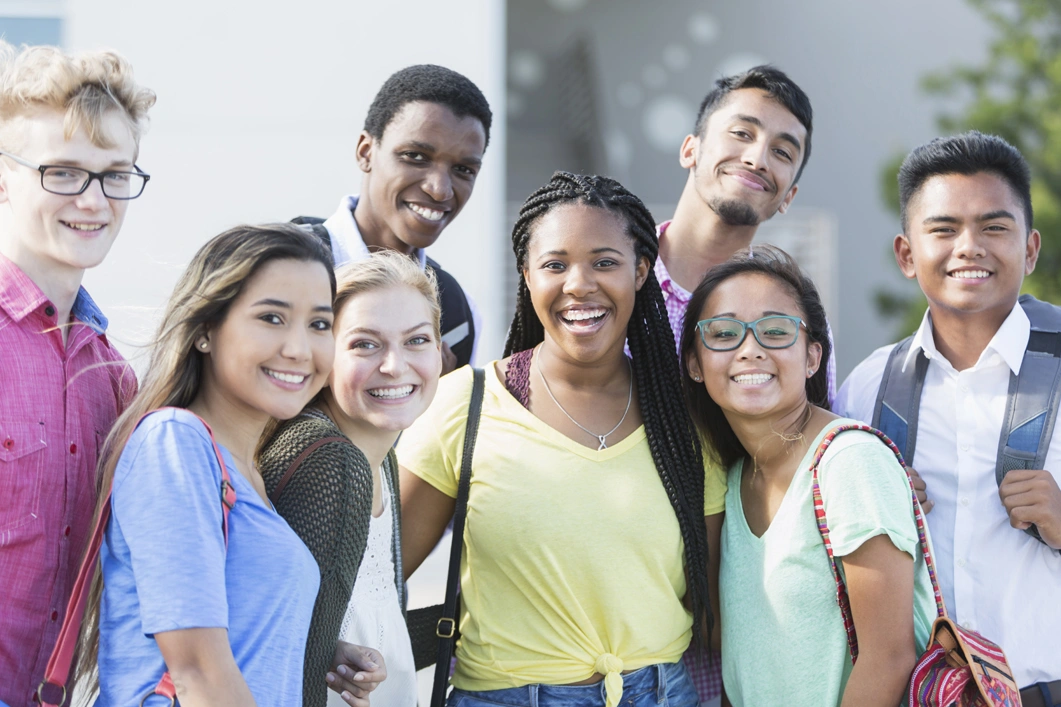 Multicultural group of teens