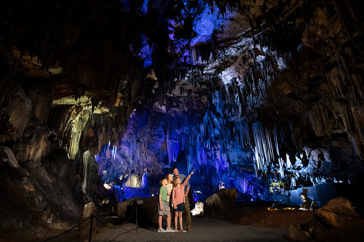 Family admiring Majestic Caverns