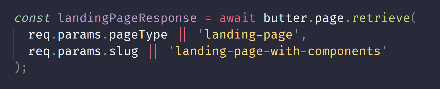 landingPageResponse code snippet