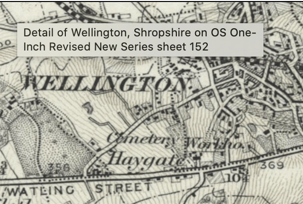 Detail of Wellington Shropshire, on OS One inch map