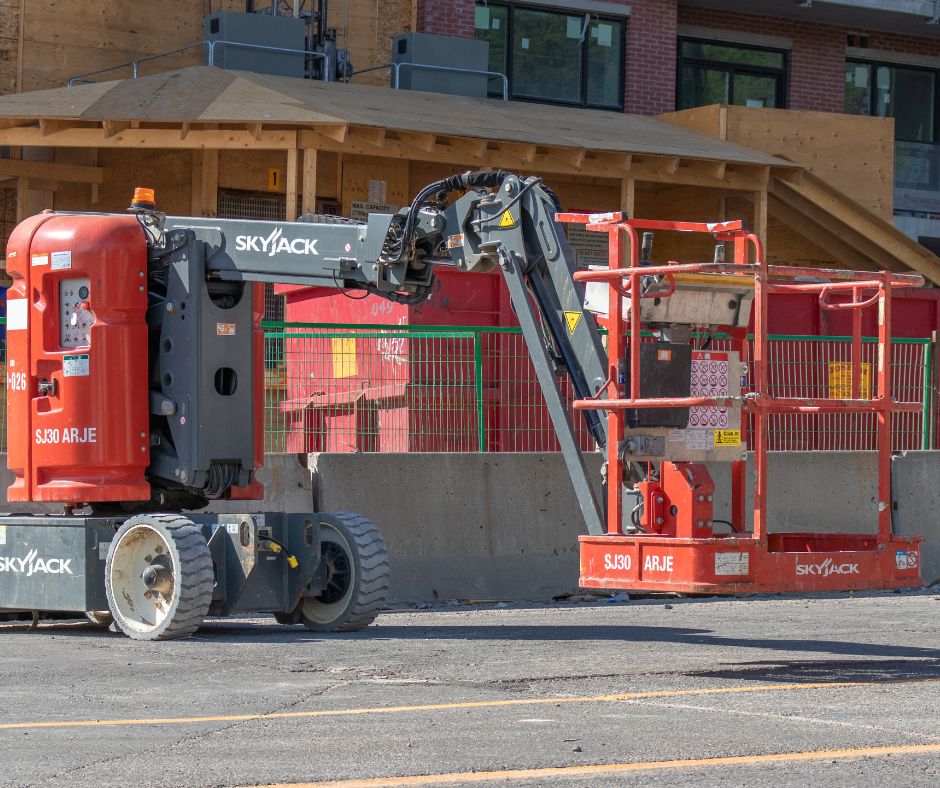 Skyjack SJ30 ARJE boom lift on a job site