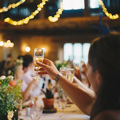 Guests at a wedding.